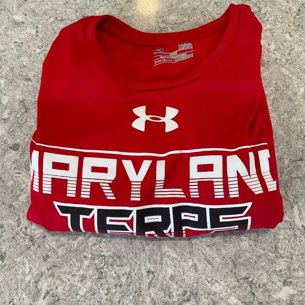 Maryland Terrepins Under Armour  Long Sleeve Red Graphic Tee-Large - Picture 7 of 7